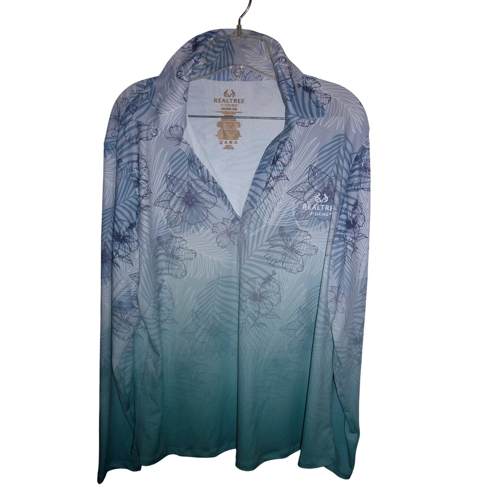 Realtree Fishing Long Sleeve Tropical Floral Print Performance Fishing Shirt XXL